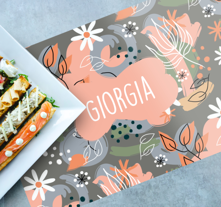 Mantel individual personalizable Diseño floral colorido - TenVinilo