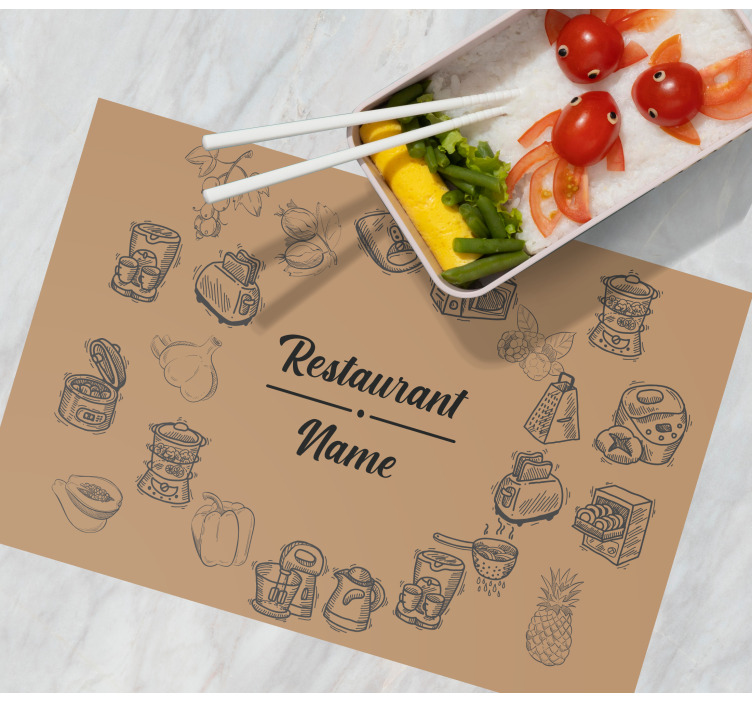 Mantel individual restaurante Nombre personalizable marrón con ve - TenVinilo