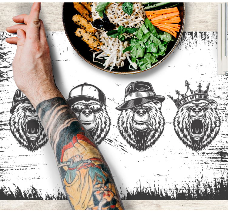 Mantel individual restaurante Oso estilo logo vintage - TenVinilo