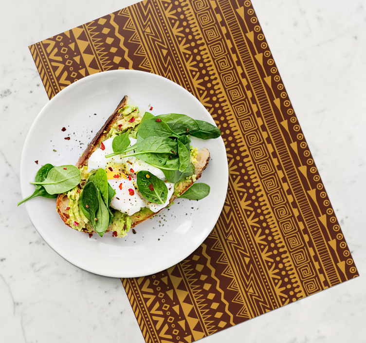 Manteles individuales originales Patrón étnico marrón original - TenVinilo