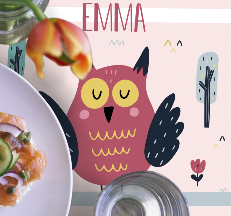 Manteles individuales con nombre Búhos con nombre - TenVinilo