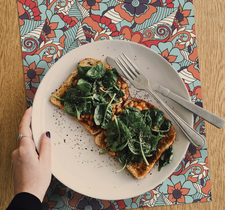 Mantel invididual de flores estilo barroco - TenVinilo