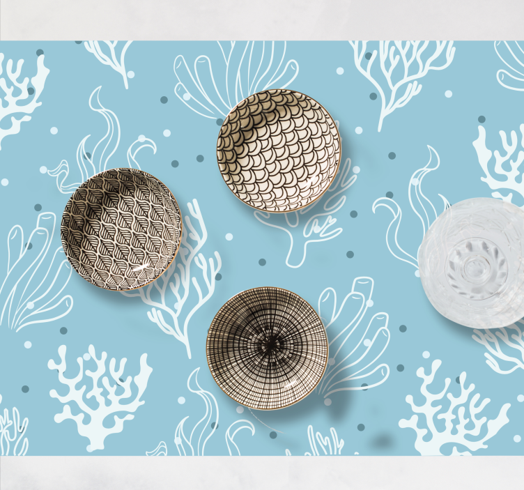 Mantel individual rectangular Patrón de coral dibujado a mano - TenVinilo