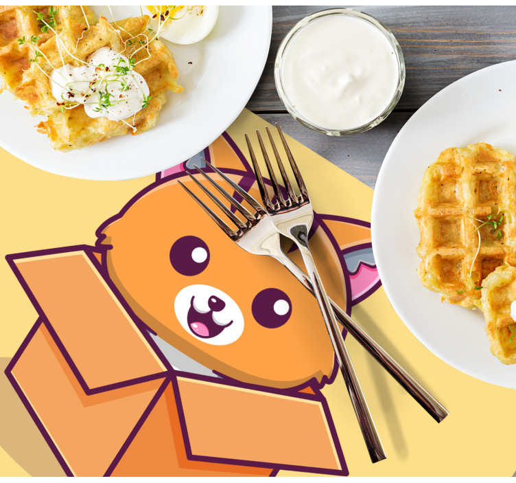 Mantel individual infantil Gato en caja - TenVinilo