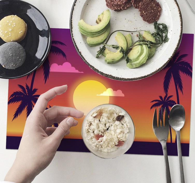 Mantel individual puesta de sol de los 70 - TenVinilo