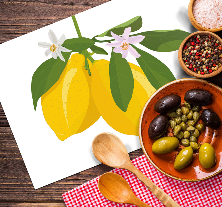 Mantel individual rectangular limón floral - TenVinilo