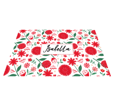 Mantel individual personalizable arte floral con nombre - TenVinilo