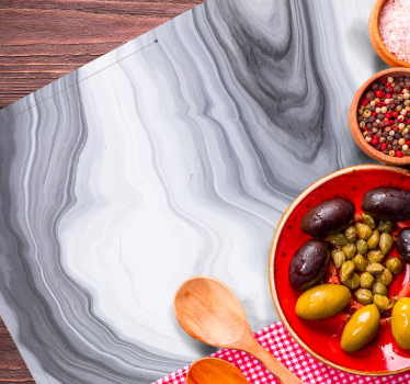 Individuales de mesa modernos Efecto mármol blanco y negro - TenVinilo