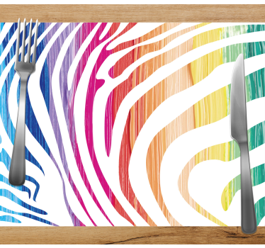 Mantel individual imitación Estampado de cebra de colores - TenVinilo
