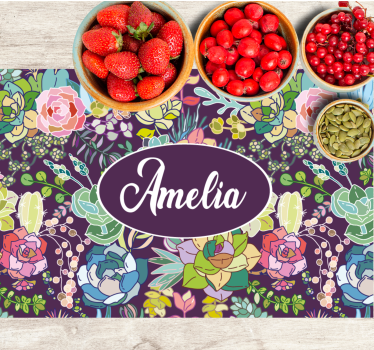Mantel individual personalizable arte floral personalizado - TenVinilo