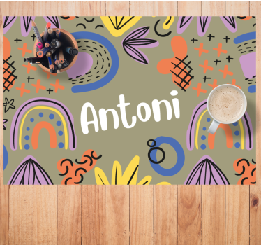 Mantel individual personalizable diseño de nombre colorido - TenVinilo