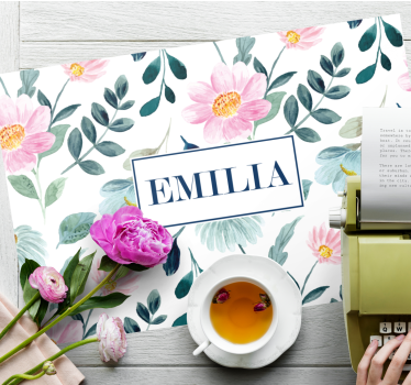 Mantel individual personalizable floral personalizado - TenVinilo