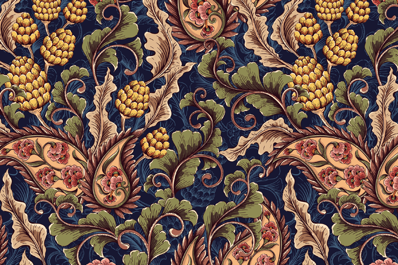 Mantel individual patrón floral estilo retro - TenVinilo