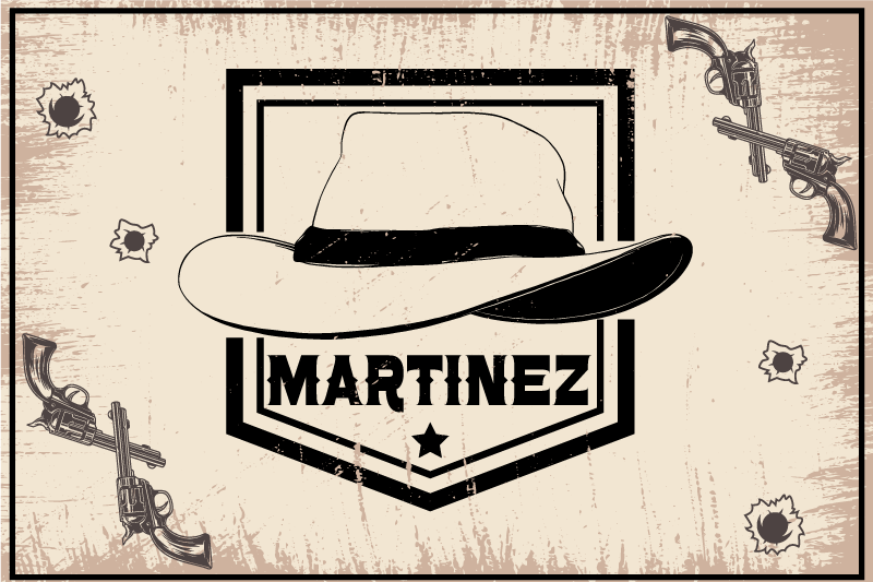 Mantel individual con nombre sombrero vaquero - TenVinilo