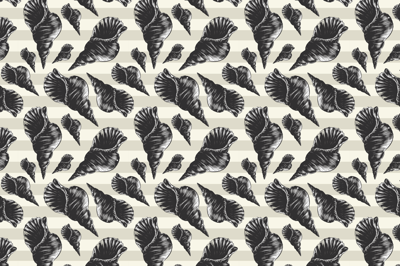 Mantel individual moderno elegantes motivos de conchas - TenVinilo