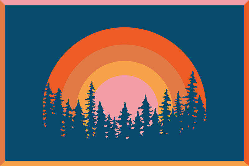 Mantel individual original paisaje arcoíris vibrante - TenVinilo