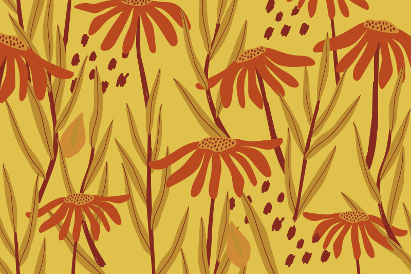 Mantel individual original patrón floral amarillo - TenVinilo