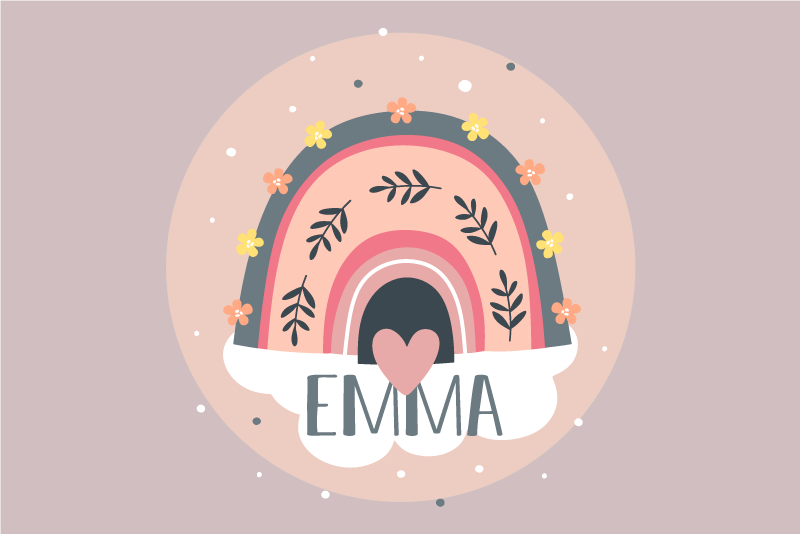 Mantel individual infantil diseño floral arcoíris - TenVinilo