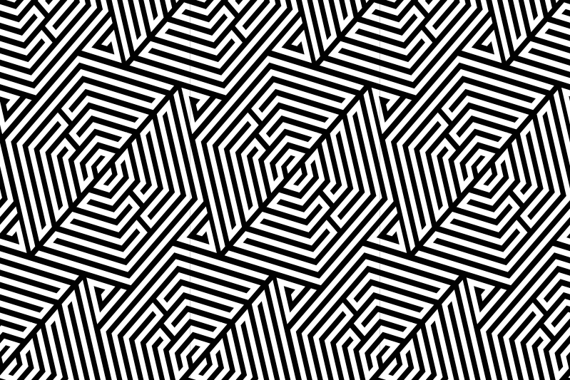 Mantel individual moderno patrón geométrico negro - TenVinilo