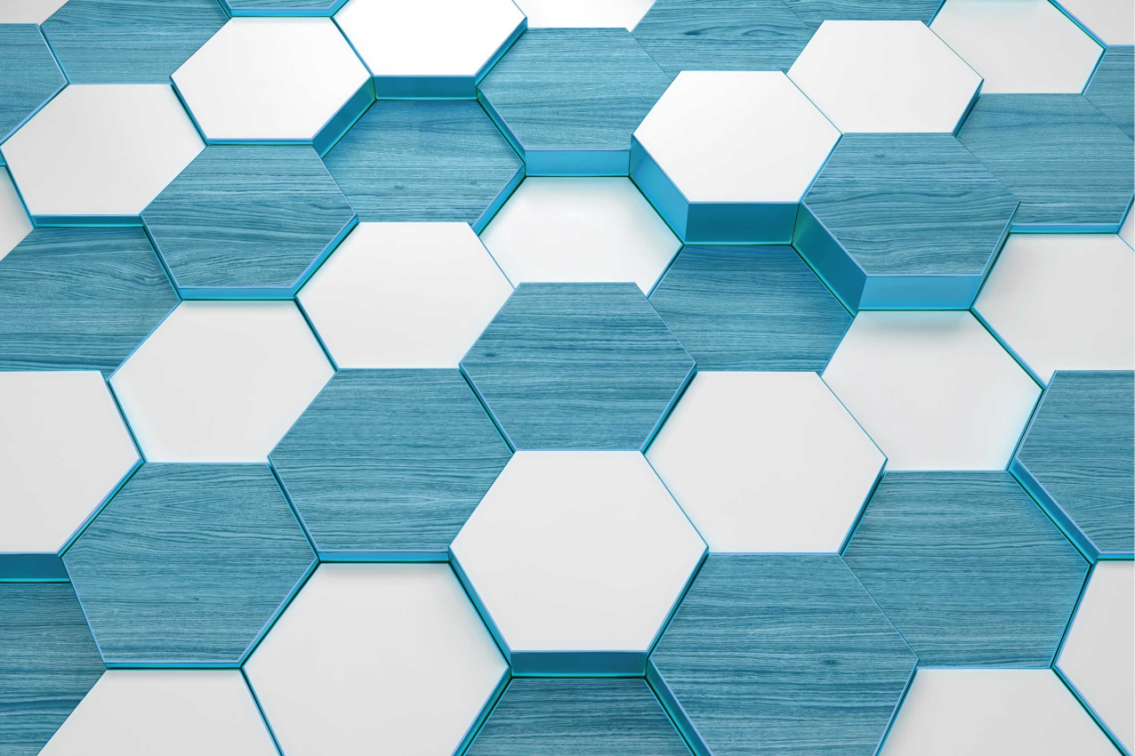 Mantel individual moderno patrón hexagonal azul - TenVinilo