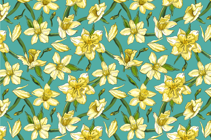 Mantel individual original patrón floral de narcisos - TenVinilo