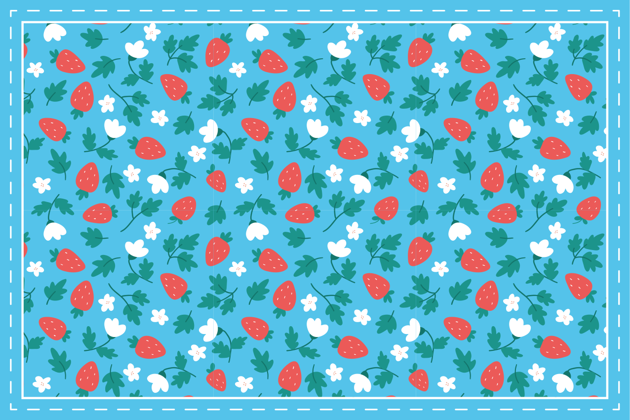 Mantel individual original patrón floral de fresas - TenVinilo