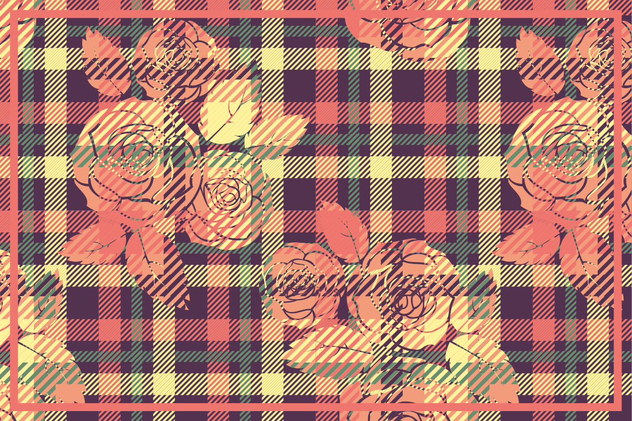 Mantel individual patrón arreglo botánico en cuadrícula - TenVinilo