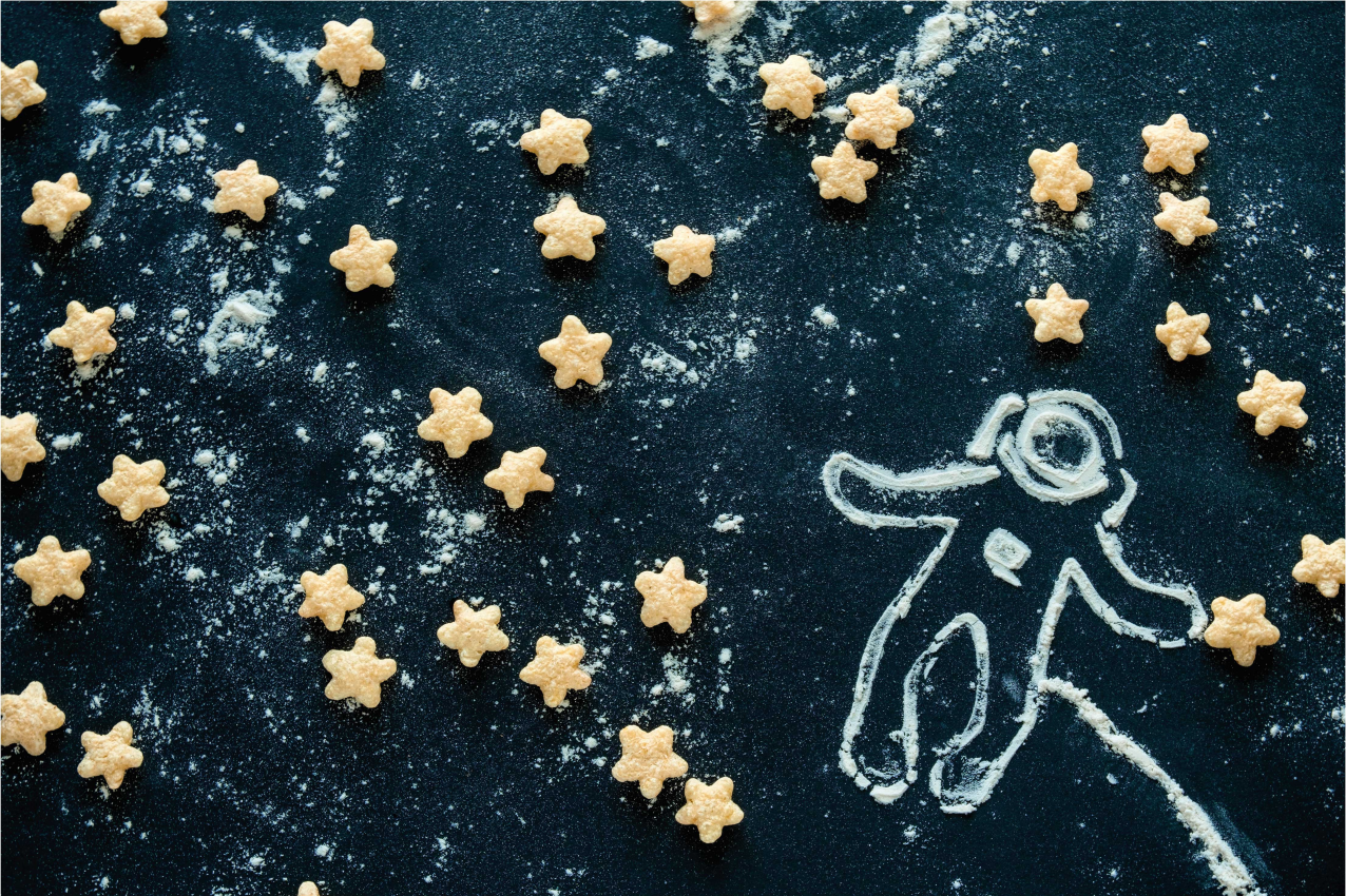 Mantel individual infantil escena de astronauta y estrellas - TenVinilo