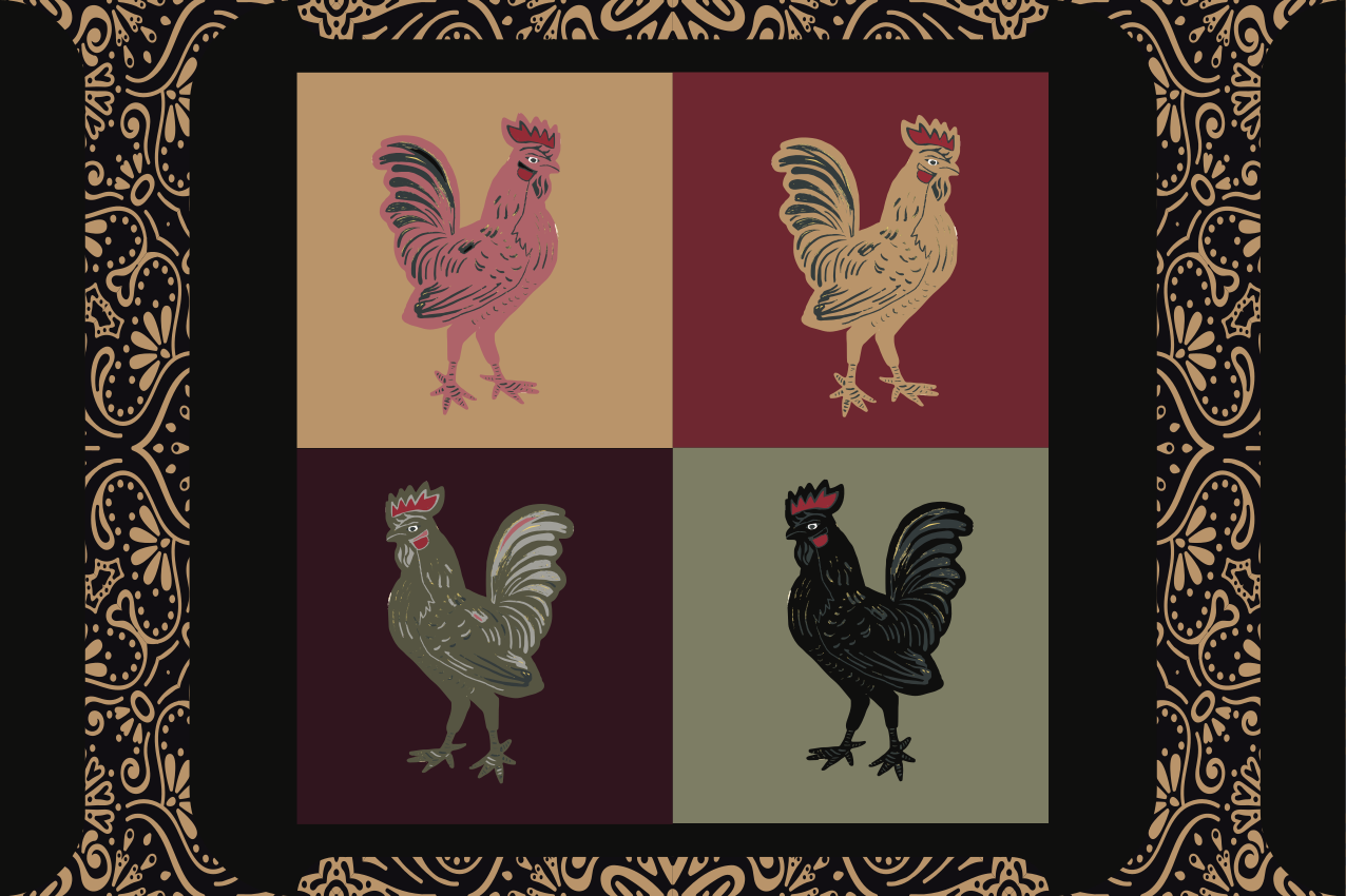 Mantel individual original motivos de gallo vibrantes - TenVinilo