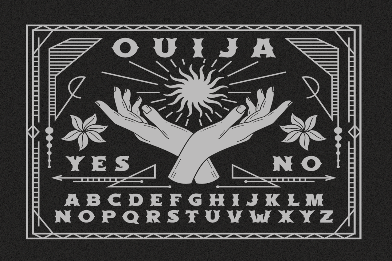 Mantel individual frases tablero ouija manos - TenVinilo