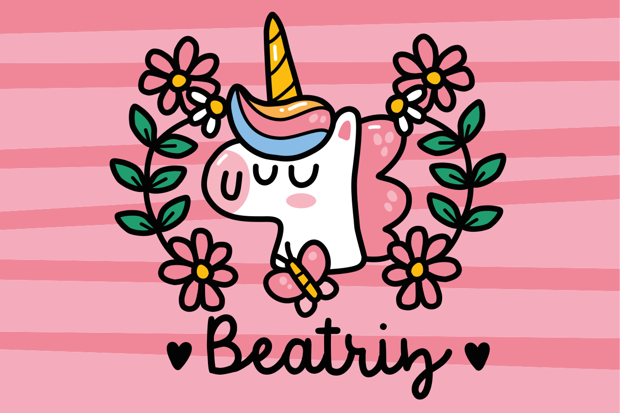 Mantel individual infantil unicornio caprichoso con flores - TenVinilo