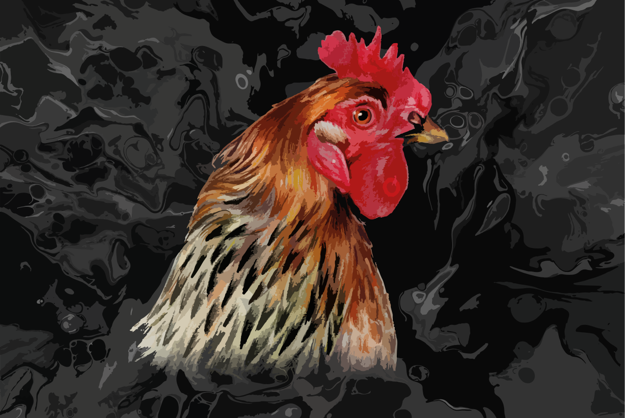 Mantel individual original retrato de gallo colorido - TenVinilo