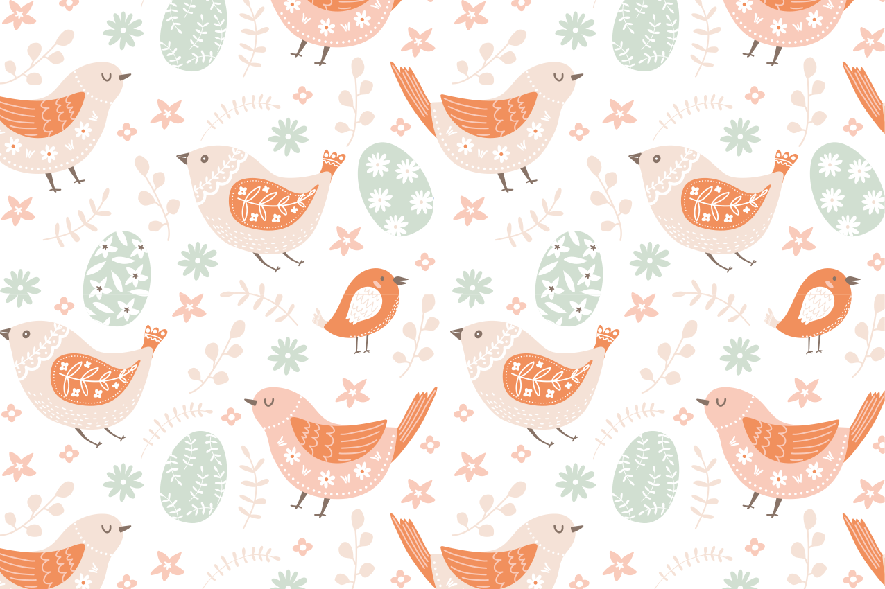 Mantel individual infantil patrones de aves encantadoras - TenVinilo