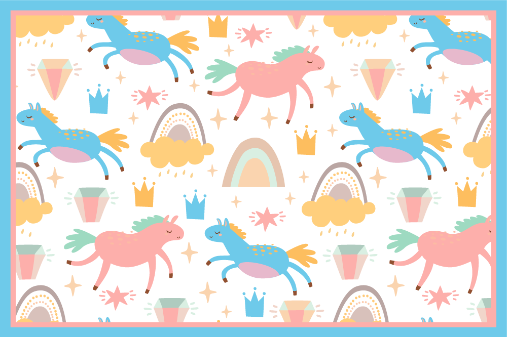 Mantel individual infantil unicornios coloridos corriendo - TenVinilo