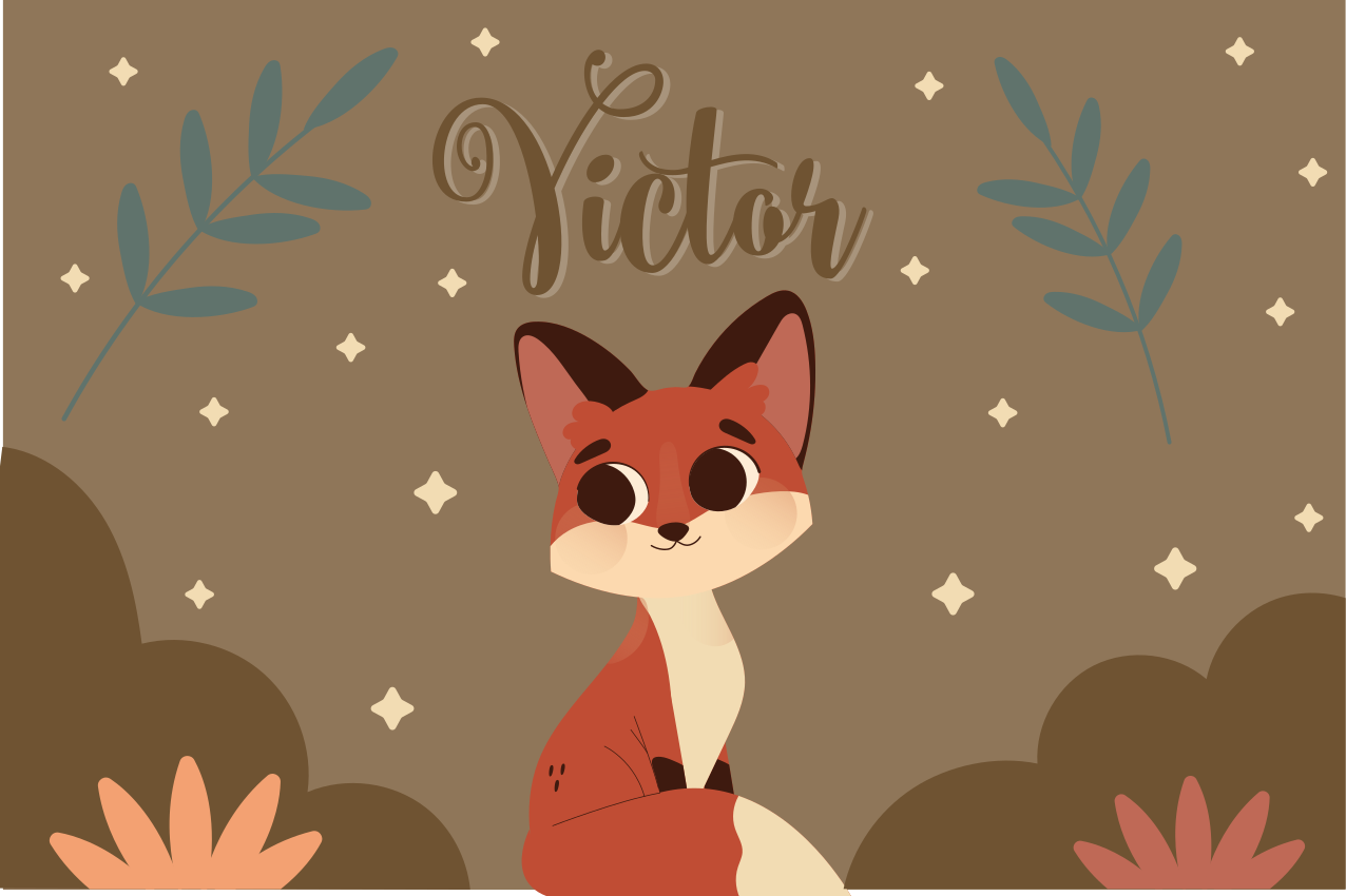 Mantel individual infantil Lindo zorro para niño con nombre - TenVinilo