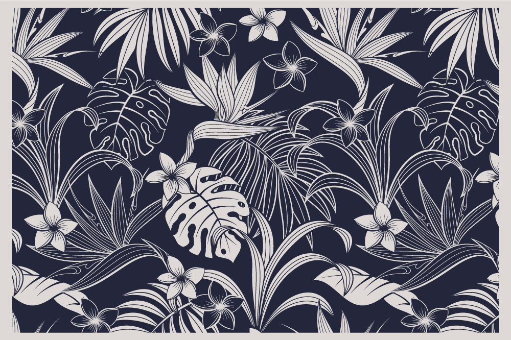 Mantel individual elegante estampado floral tropical - TenVinilo