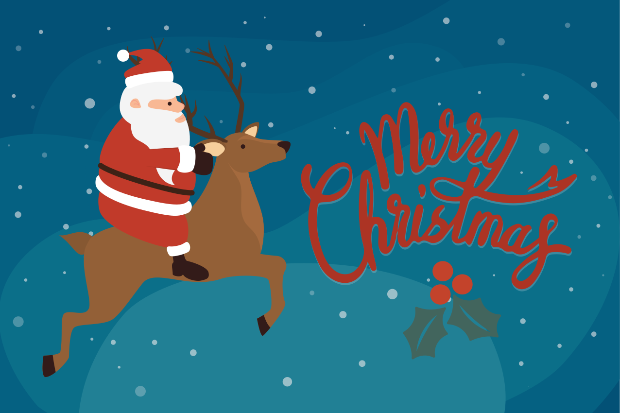 Mantel individual navideño santa montando reno - TenVinilo