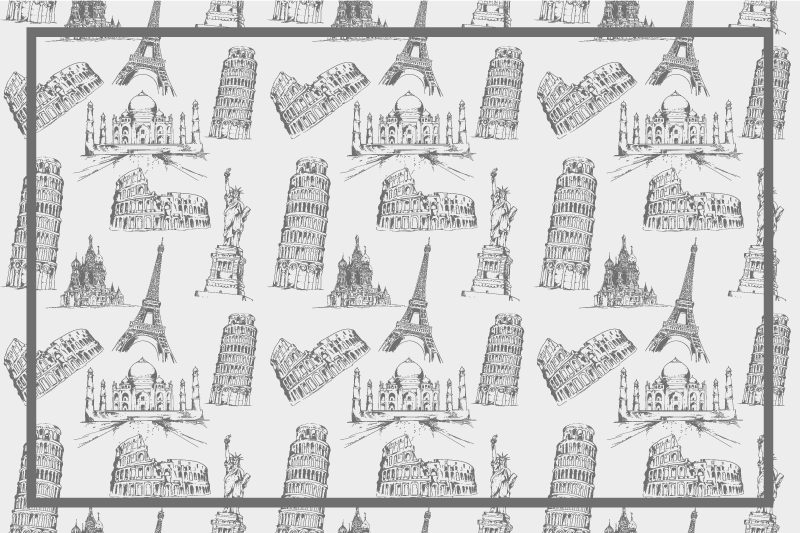 Manteles individuales de vinilo con patrón de monumentos más famo - TenVinilo