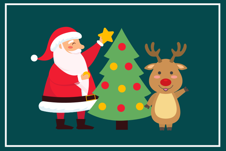 Mantel individual navideño santa y reno - TenVinilo