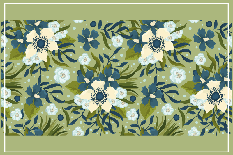 Mantel individual patrón fondo floral - TenVinilo