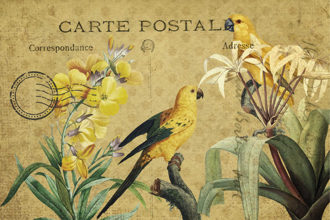 Mantel individual original tarjeta postal vintage floral - TenVinilo