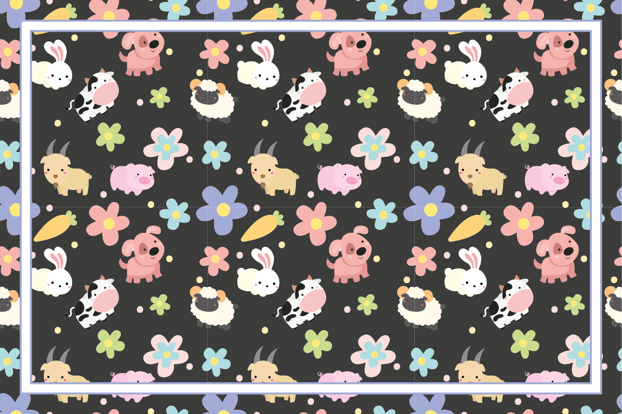 Mantel individual infantil Animales salvajes y conejos. - TenVinilo