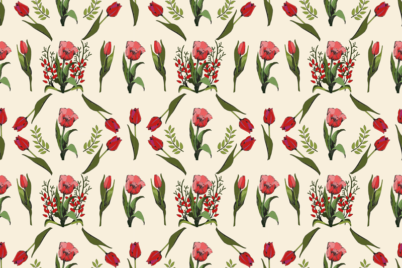Mantel individual original cuenco rojo floral - TenVinilo