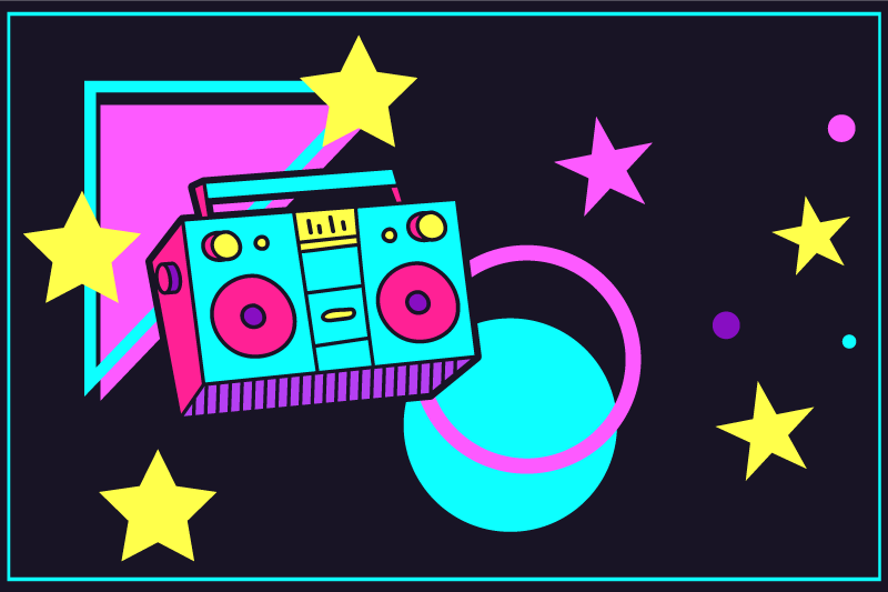 Mantel individual original boom box retro colorido - TenVinilo