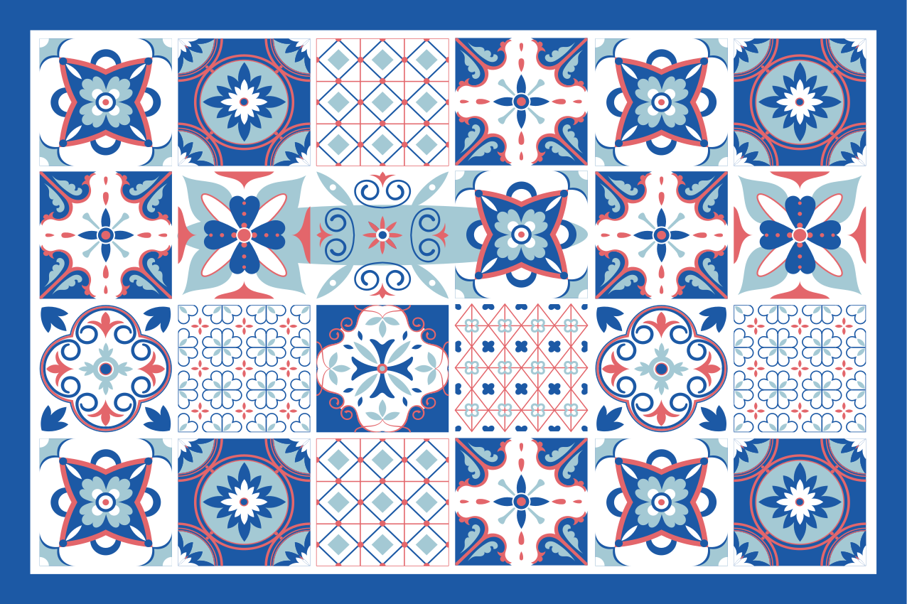 Mantel individual patrón diseño de azulejos intrincados - TenVinilo