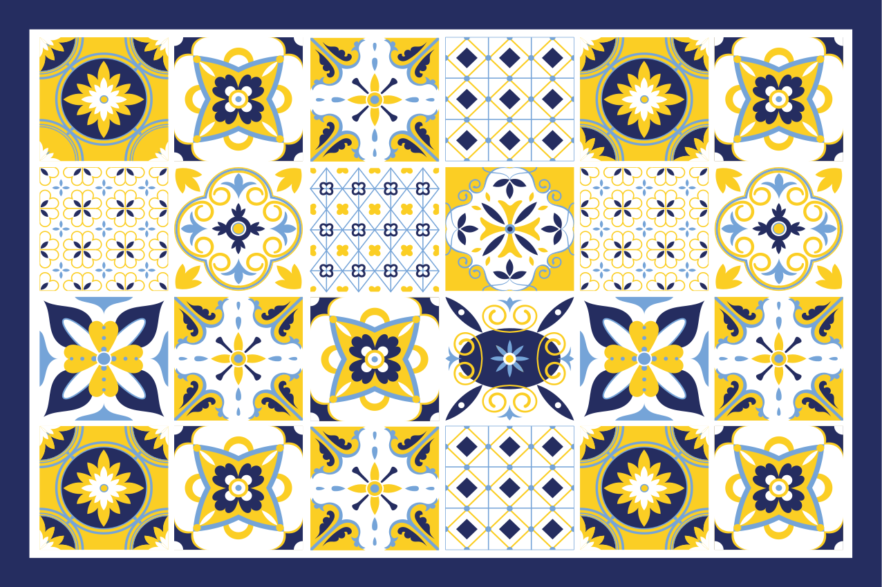 Mantel individual patrón azulejos coloridos - TenVinilo