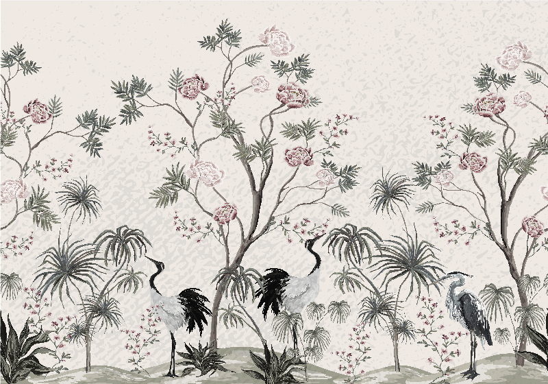 Mantel individual infantil grullas entre flores - TenVinilo