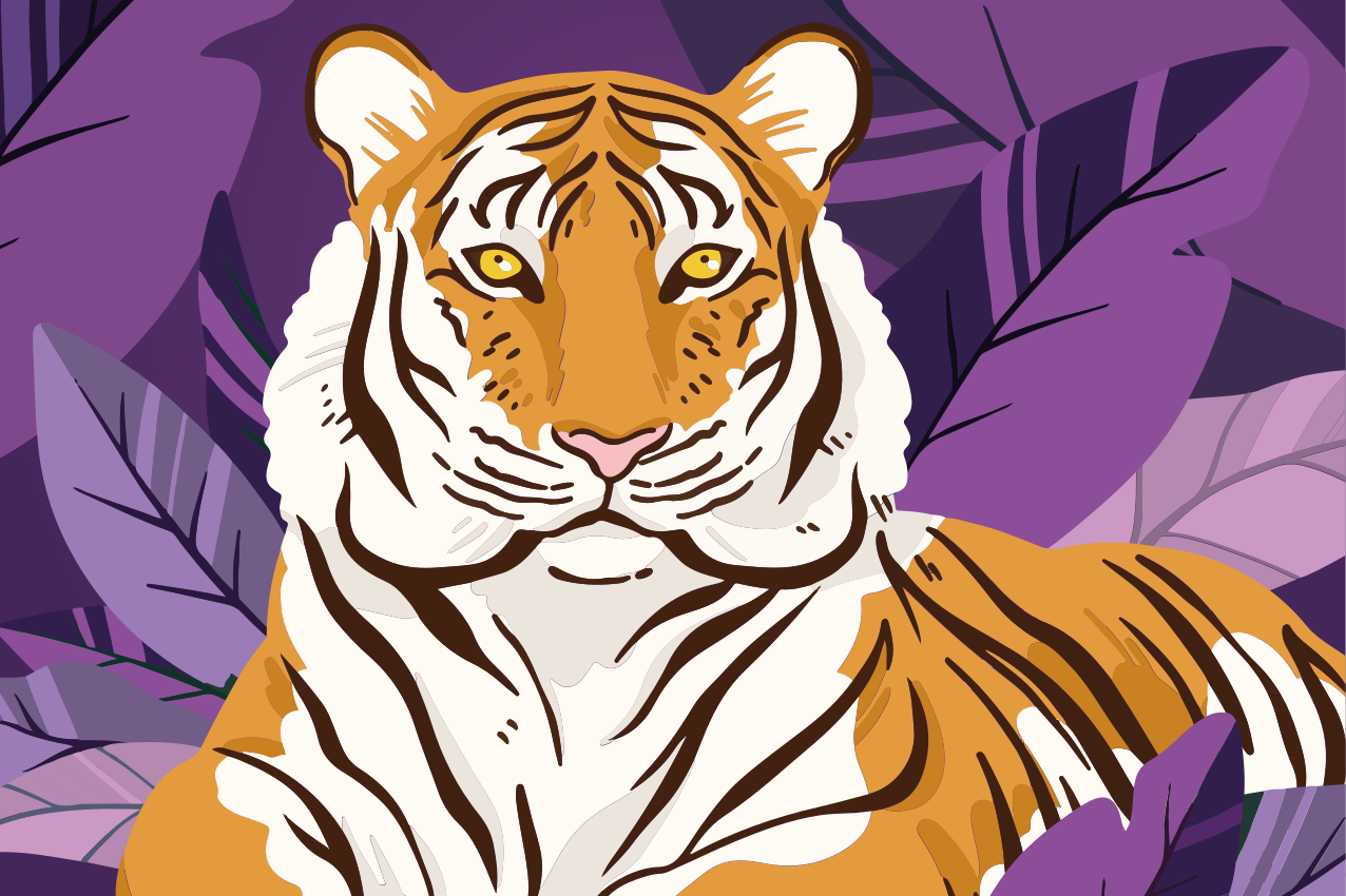 Mantel individual infantil retrato de tigre majestuoso - TenVinilo