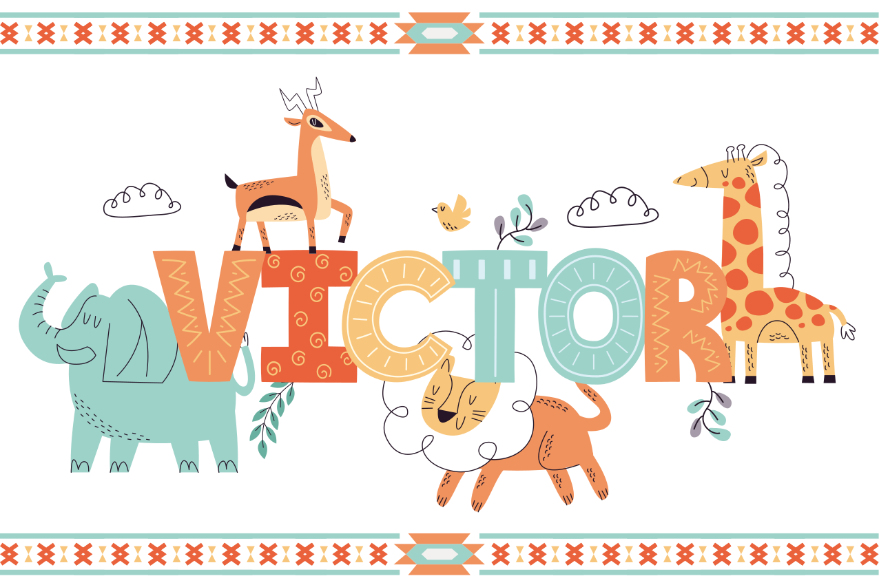 Mantel individual infantil arte con nombres de animales - TenVinilo