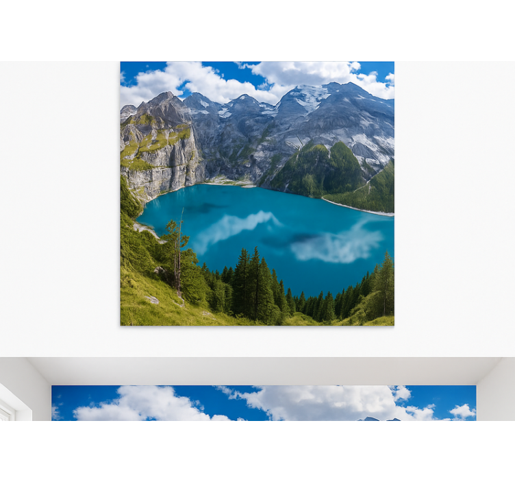 Mural de montañas cumbres en el ocaso dorado - TenVinilo